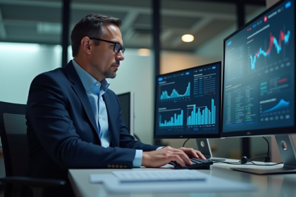 Homme d'affaires vérifiant des rapports de sécurité numérique