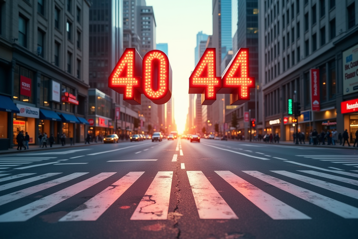 Signes 404 numériques flottants au-dessus d