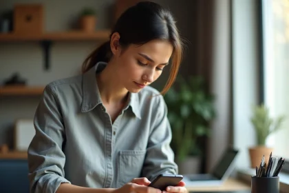 Femme réparant un smartphone Android Sony Ericsson pour prolonger sa durée de vie