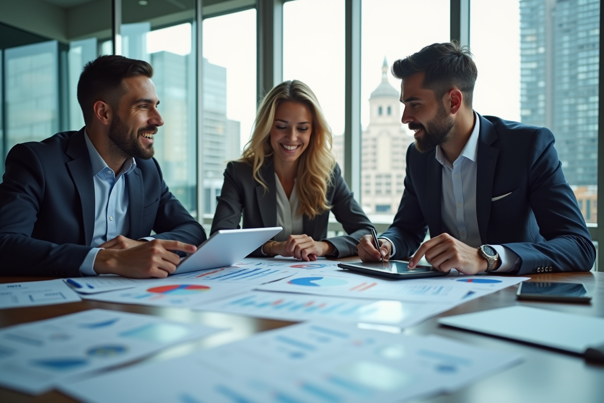 Groupe de professionnels collaborant autour de documents