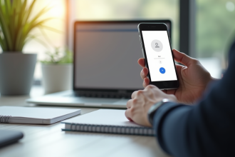 Smartphone affichant l application Google Authenticator dans un espace lumineux